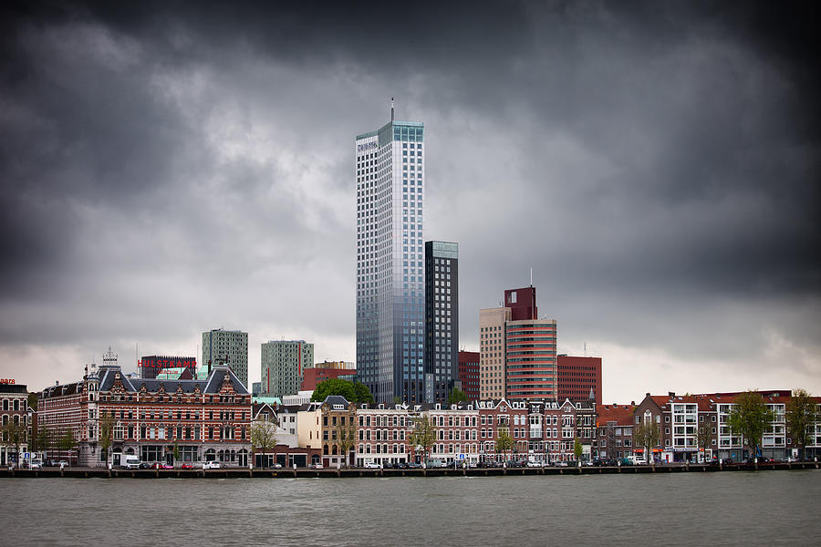 Architecture Photograph - City of Rotterdam Skyline in Holland by Artur Bogacki
