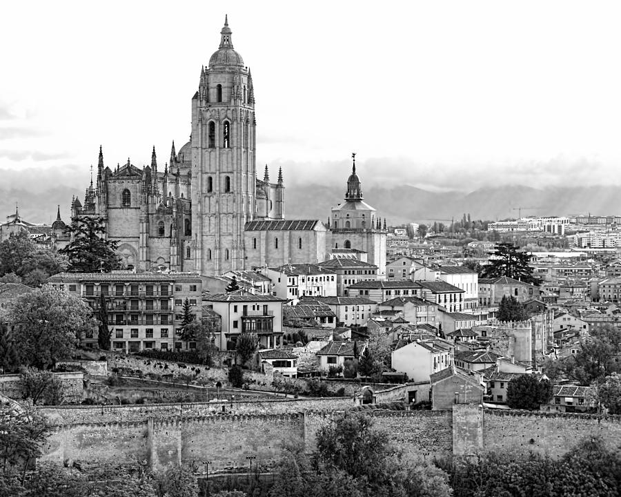 City of Segovia BW Photograph by Jenny Hudson