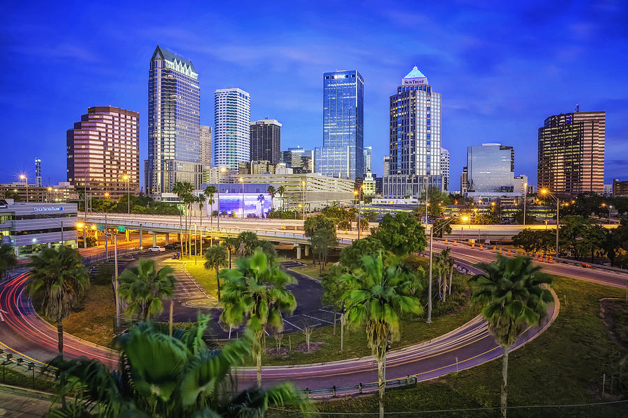 City of Tampa at Dawn in HDR Photograph by Michael White