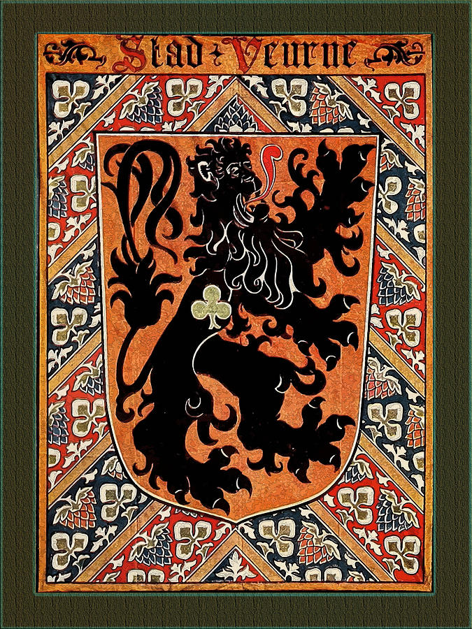 City of Veurne Belgium Medieval Coat of Arms  Digital Art by Serge Averbukh