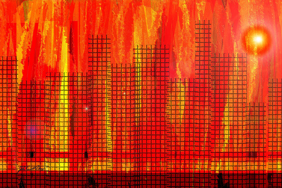 City on Fire Digital Art by John Vincent Palozzi