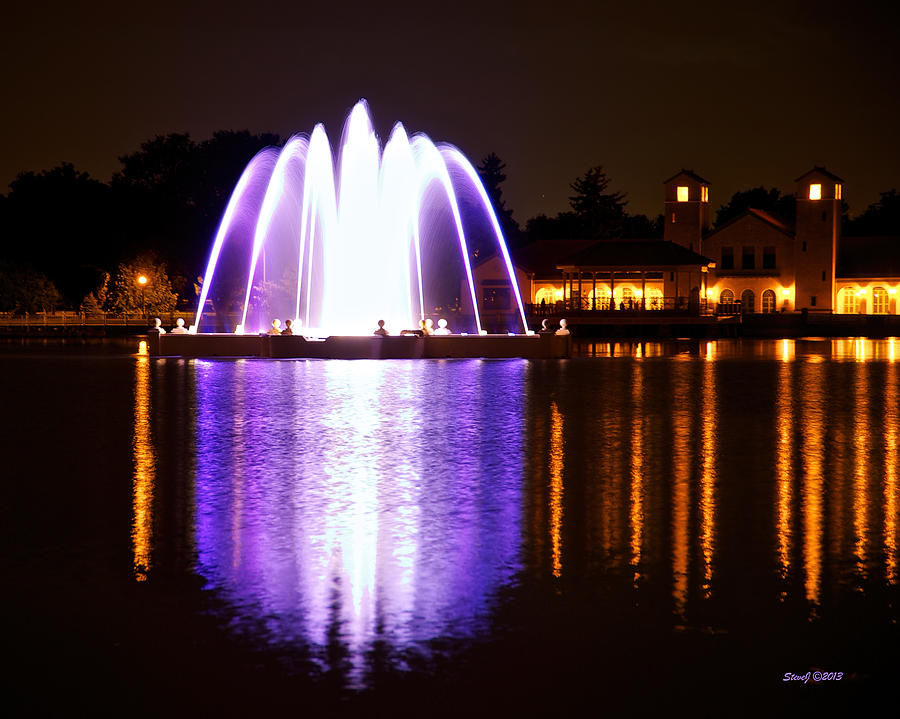 City Park Fountain After Dark Photograph by Stephen Johnson