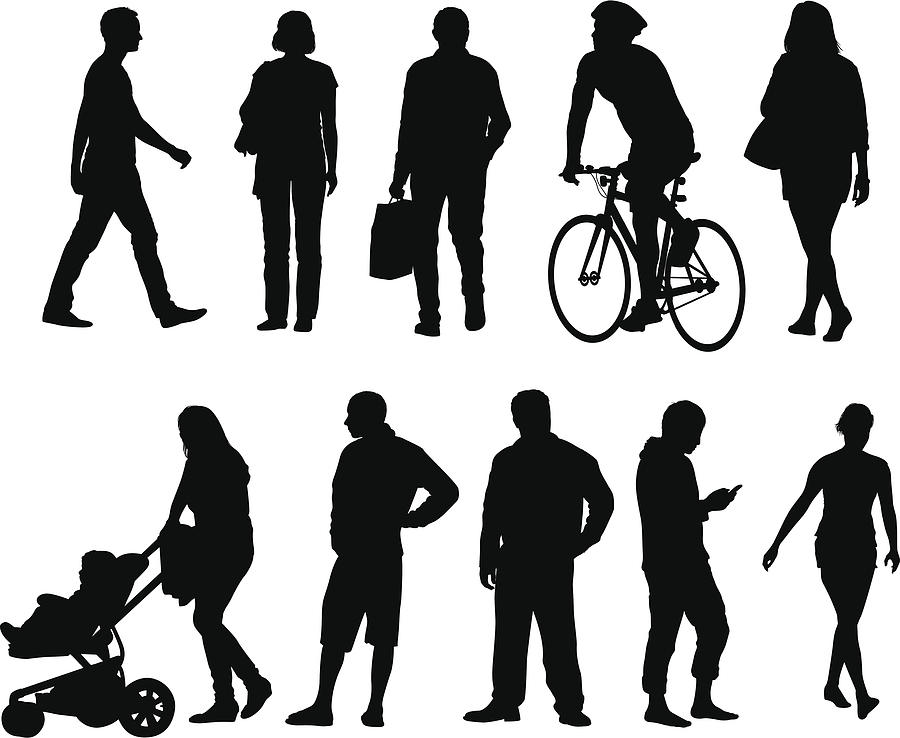 City people silhouettes Drawing by Enjoynz