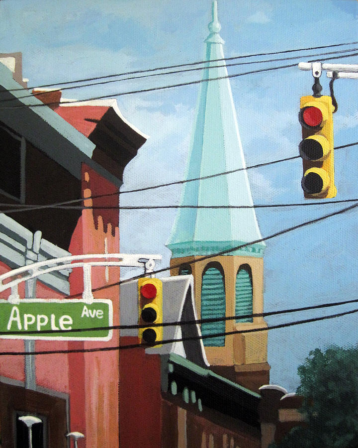 City Power architecture high wires city tower Painting by Linda Apple