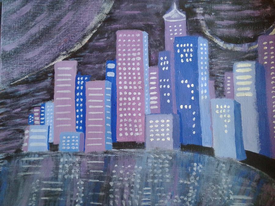 Skyline Painting - City Reflections by Erica  Darknell 