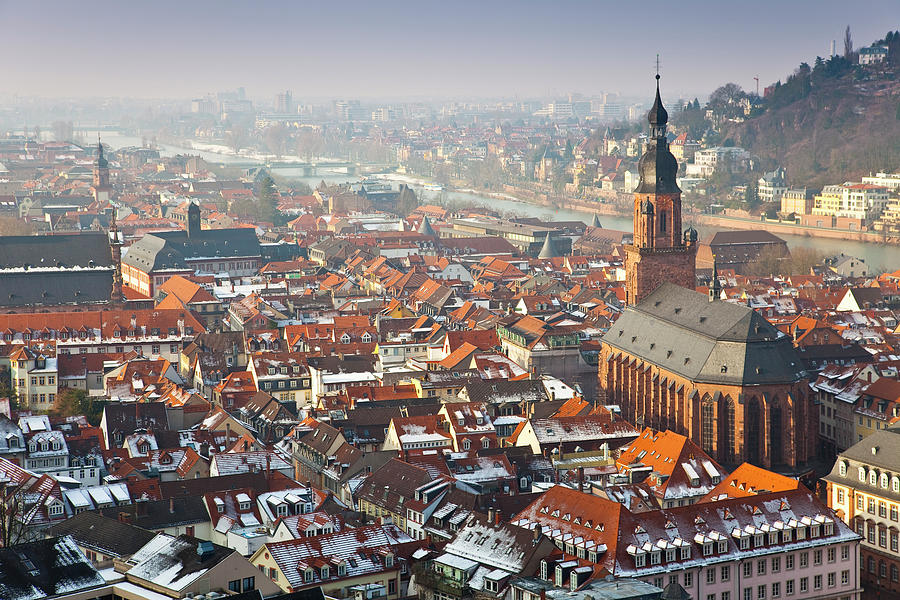 City Rooftops And Church In Winter Photograph by Richard Ianson