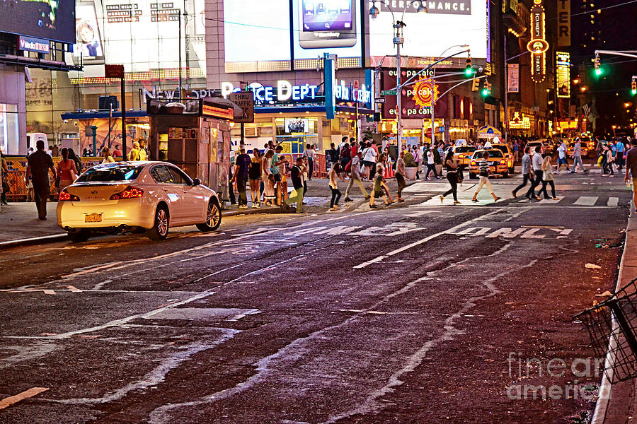 City Scene - Crossing the Street - the Lights of New York Photograph by Miriam Danar