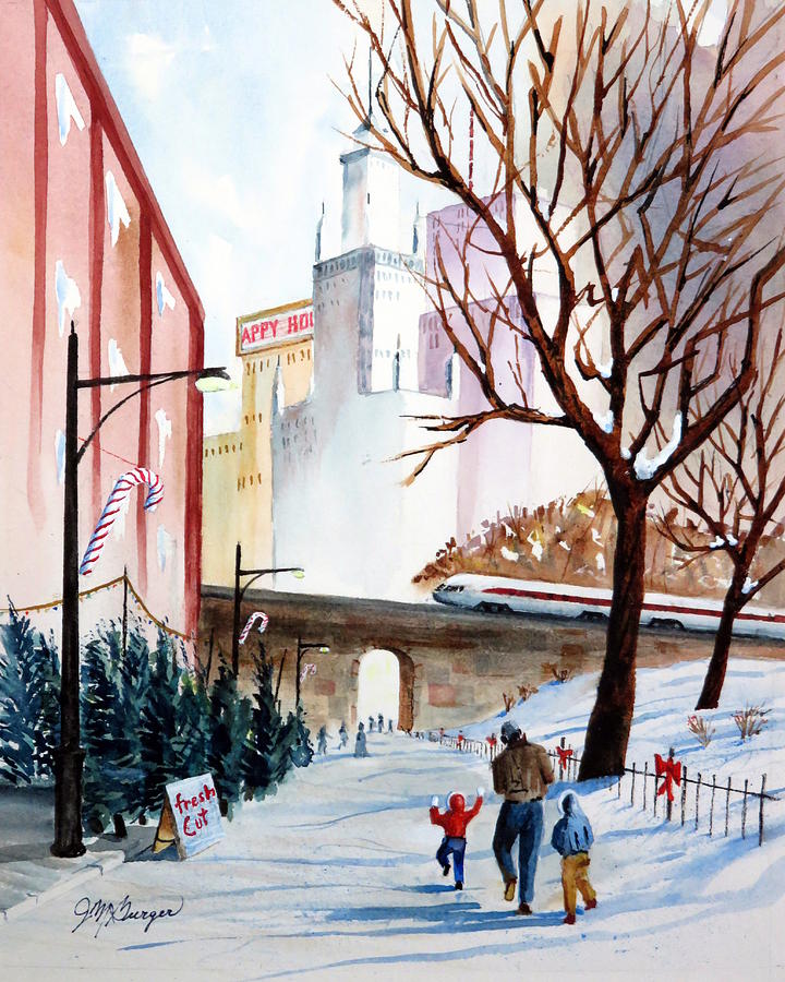 City Sidewalks Painting by Joseph Burger