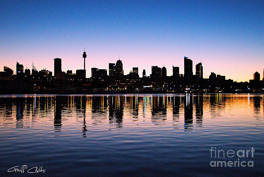 City Silhouette - Pink Sunrise. Photograph by Geoff Childs