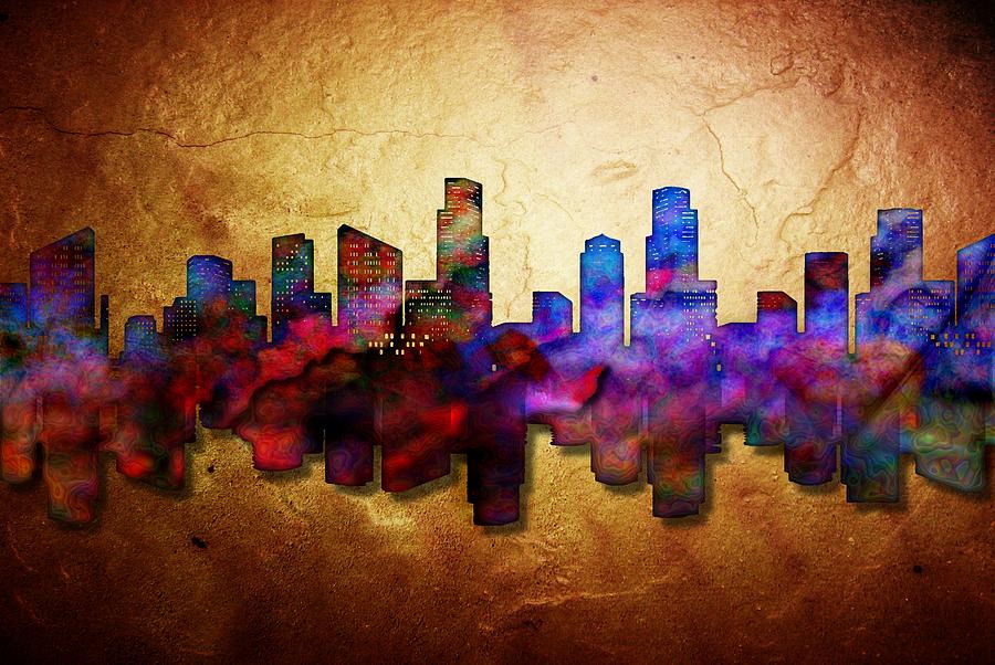 City skyline - metallic Digital Art by Lilia D