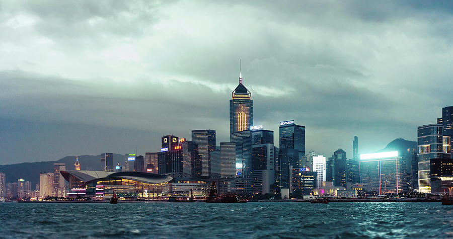 City Skyline Along Victoria Harbour At Photograph by D3sign
