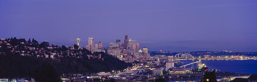 City Skyline At Dusk, Seattle, King Photograph by Panoramic Images ...