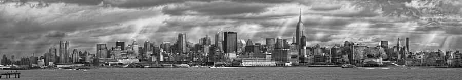 City - Skyline - Hoboken NJ - The ever changing skyline - BW Photograph by Mike Savad