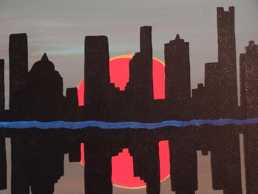 Silhouette Painting - City Skyline by Nancy Fillip