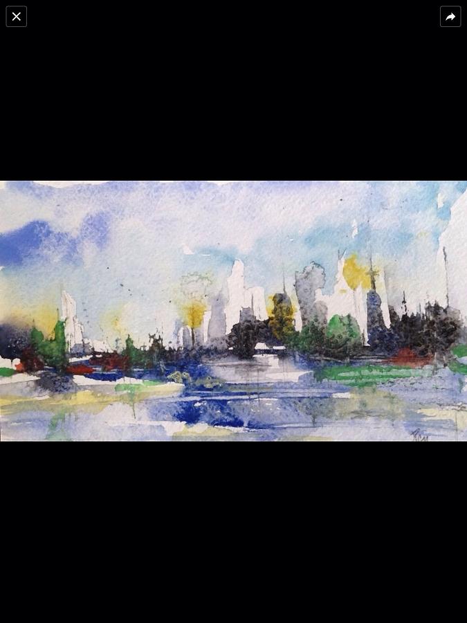 City Skyline Painting by Robin Miller-Bookhout