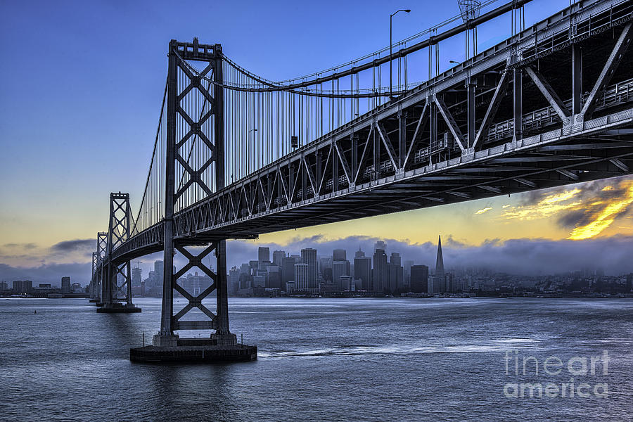 Architecture Photograph - City Skyline under the Bay Bridge by Peter Dang