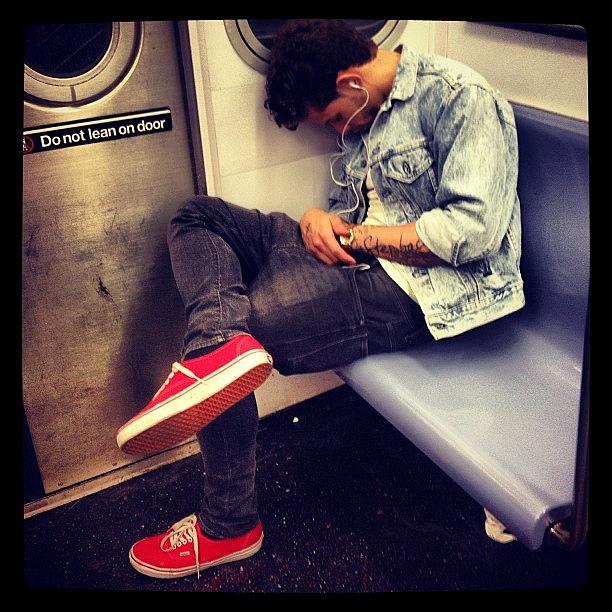 City Sleeper With Red Shoes, Harlem Nyc Photograph by Brad Starks