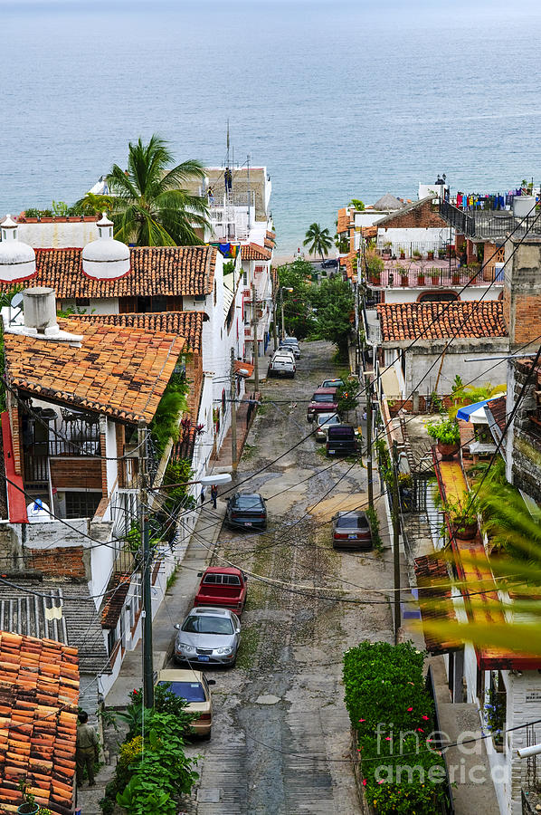 Car Photograph - City street in Puerto Vallarta by Elena Elisseeva