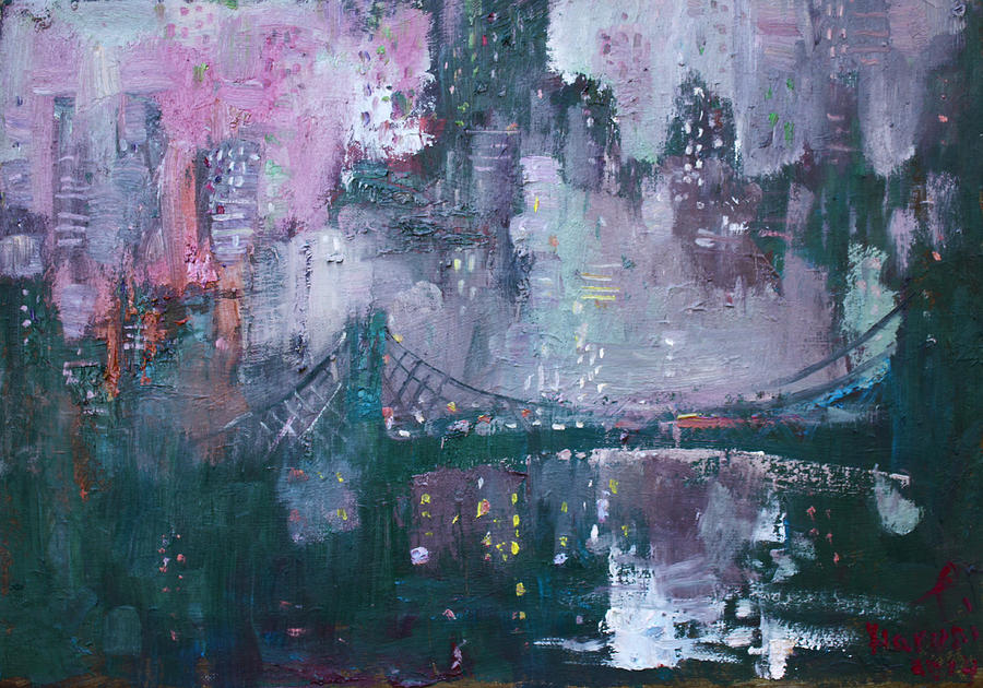 Brooklyn Bridge Painting - City That Never Sleeps by Ylli Haruni