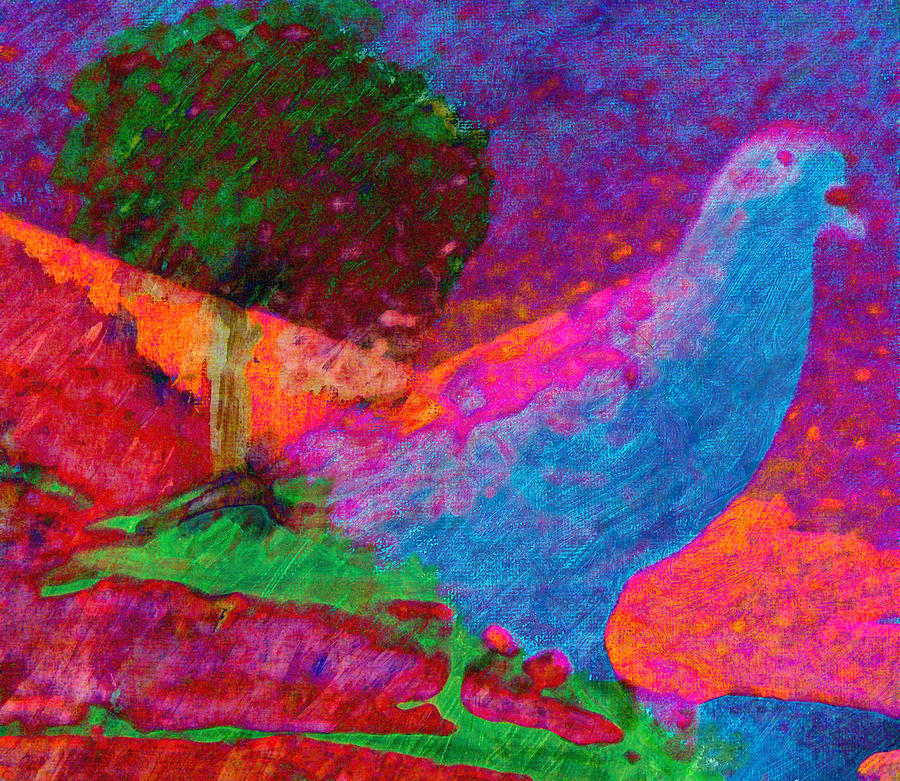 Abstract Mixed Media - Citybird Visits the Country by Lenore Senior
