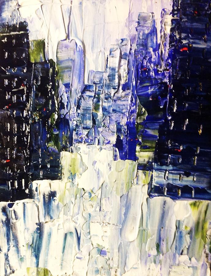 Cityscape Abstract in Blues Painting by Desmond Raymond