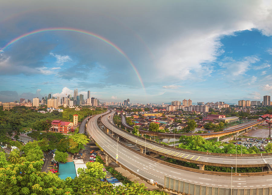 Cityscape Double Rainbow Over Kuala Photograph by Hafidzabdulkadir Photography