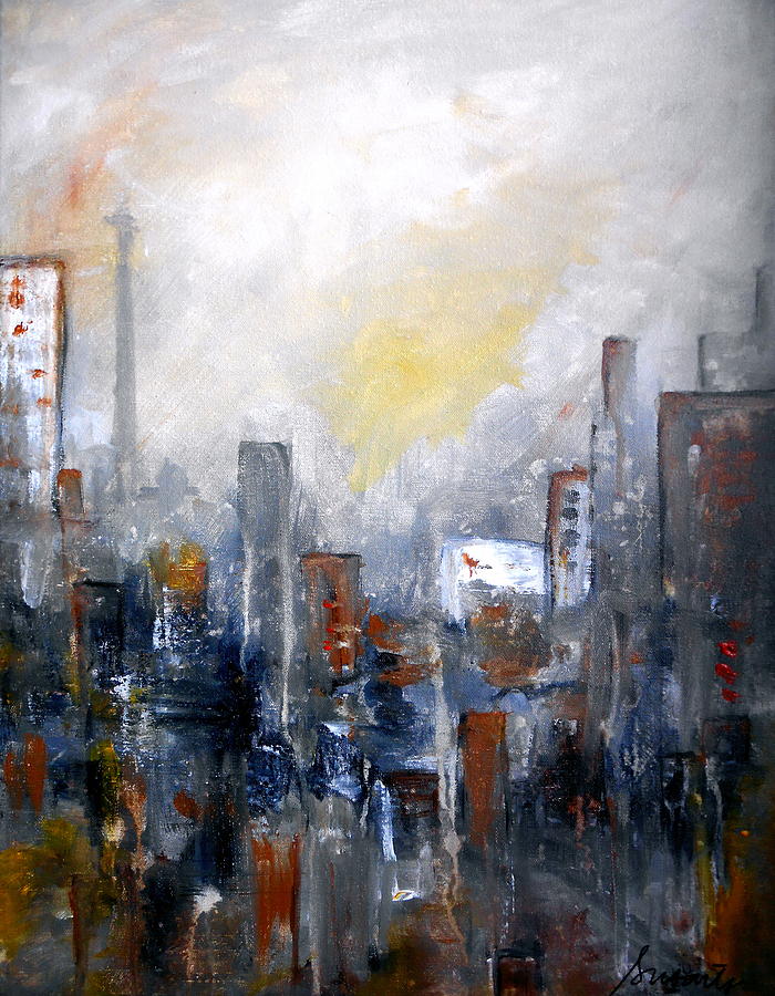 Cityscape II Abstract Painting by Pristine Cartera Turkus