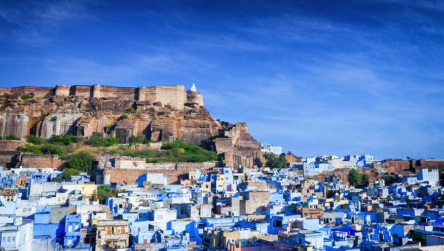 Cityscape of Blue City and Mehrangarh Fort - Jodhpur, India Photograph by Powerofforever