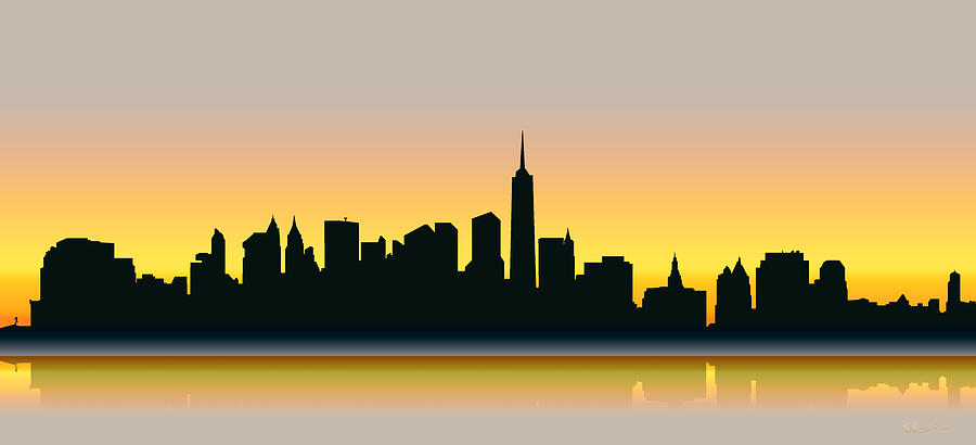 Cityscapes - New York Skyline - Dawn Digital Art by Serge Averbukh