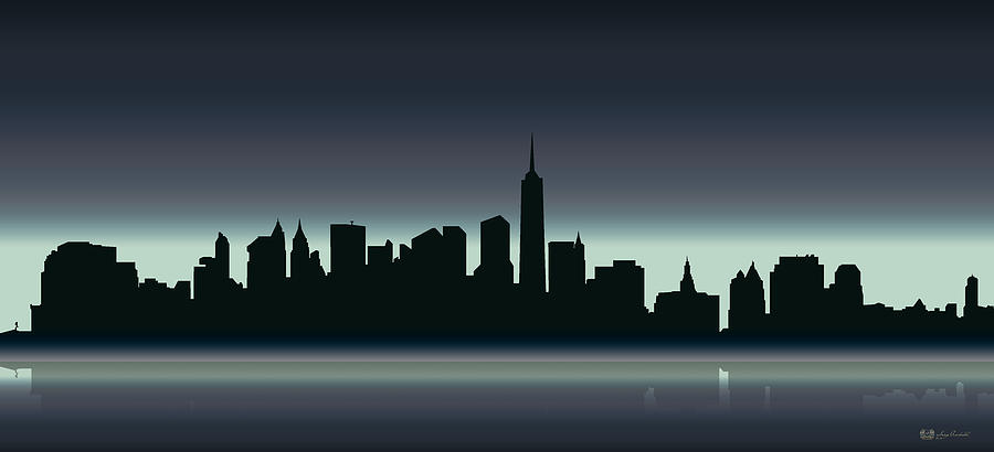 Cityscapes - New York Skyline - Dusk Digital Art by Serge Averbukh