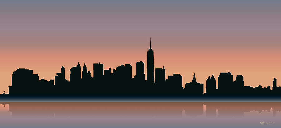 Cityscapes - New York Skyline - Sunset Digital Art by Serge Averbukh