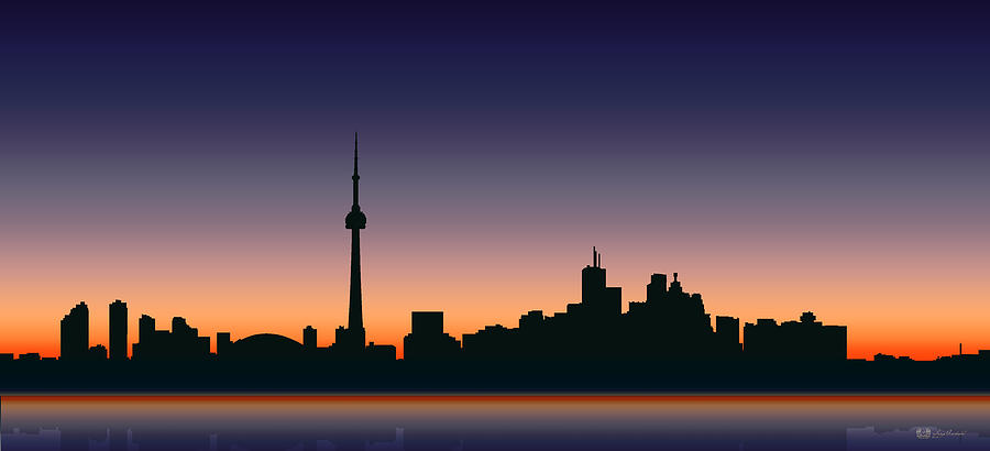 Cityscapes - Toronto Skyline - Dusk Digital Art by Serge Averbukh