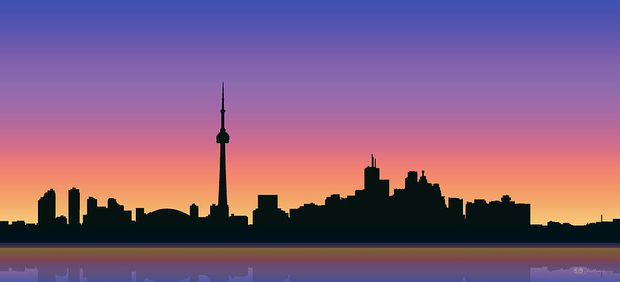 Cityscapes - Toronto Skyline - Sunset Digital Art by Serge Averbukh
