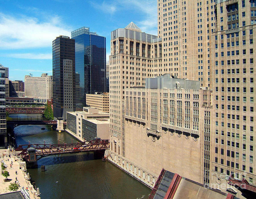 Civic Opera Building And The Chicago River Photograph