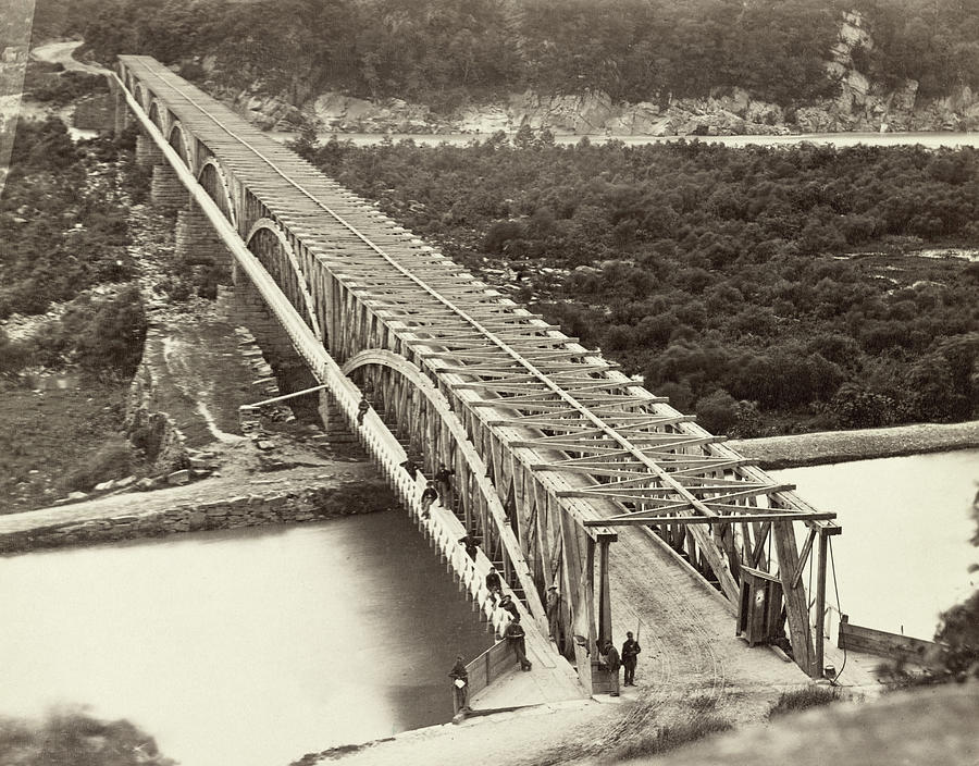 Civil War Chain Bridge Photograph by Granger