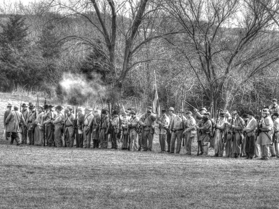 Black And White Photograph - civil war confederate Troops v2 by John Straton