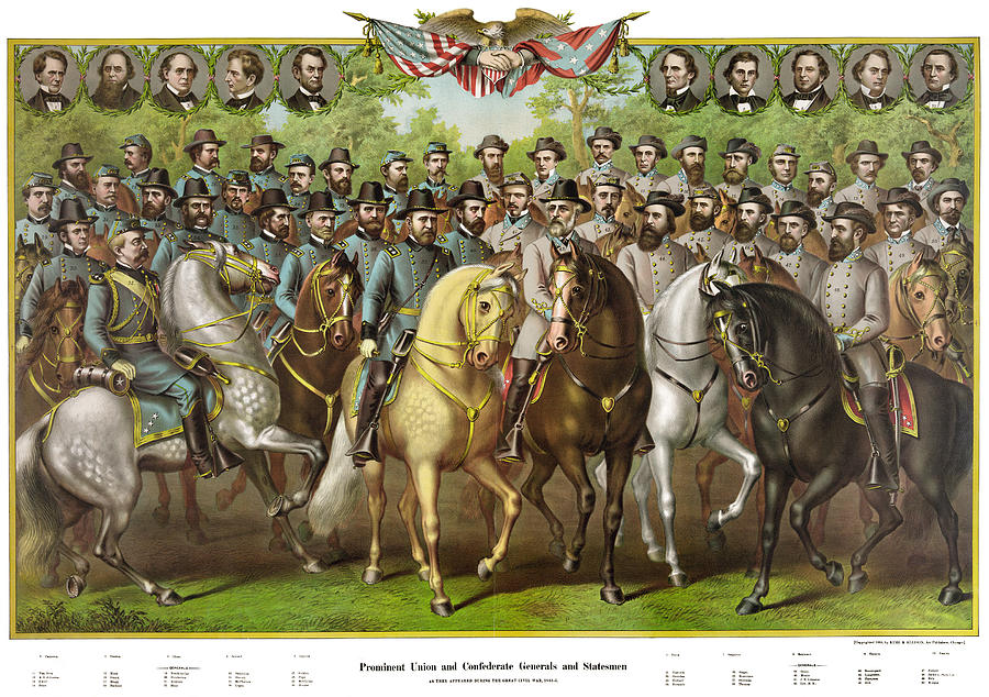 Civil War Generals Painting by Granger