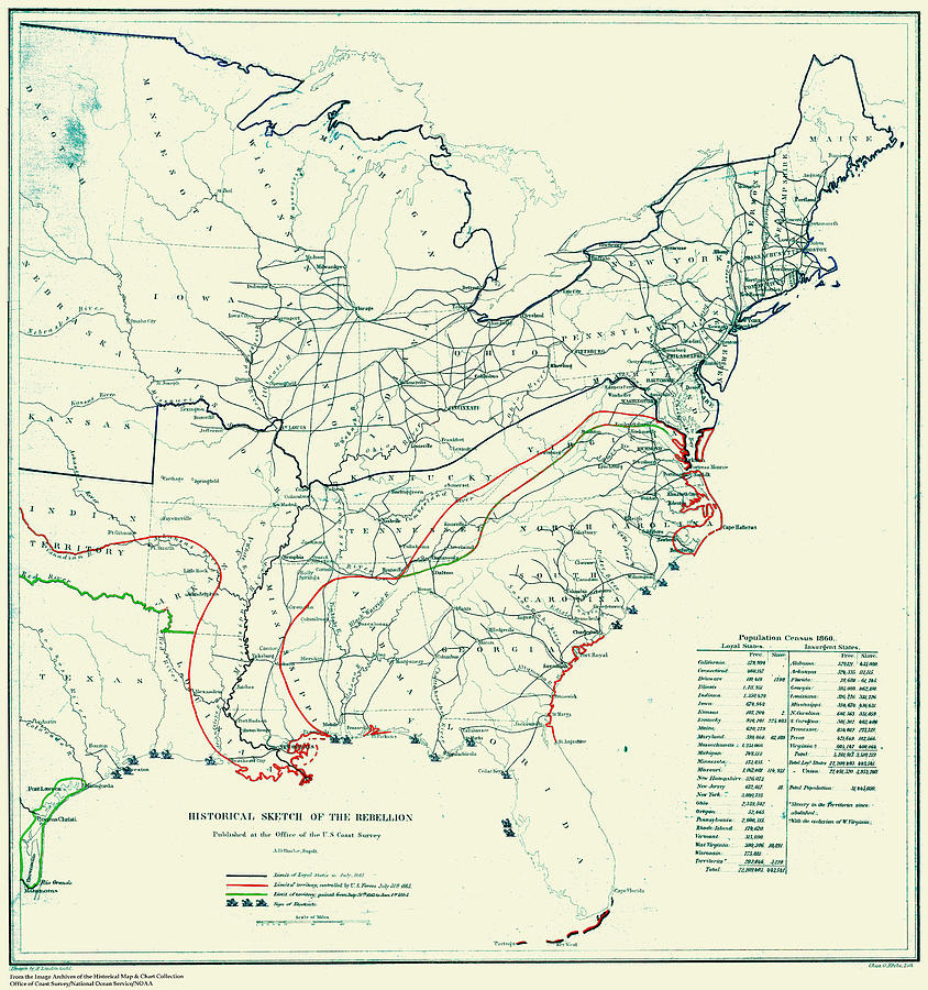 Civil War Map of the Rebellion Drawing by Sailor Keddy | Fine Art America