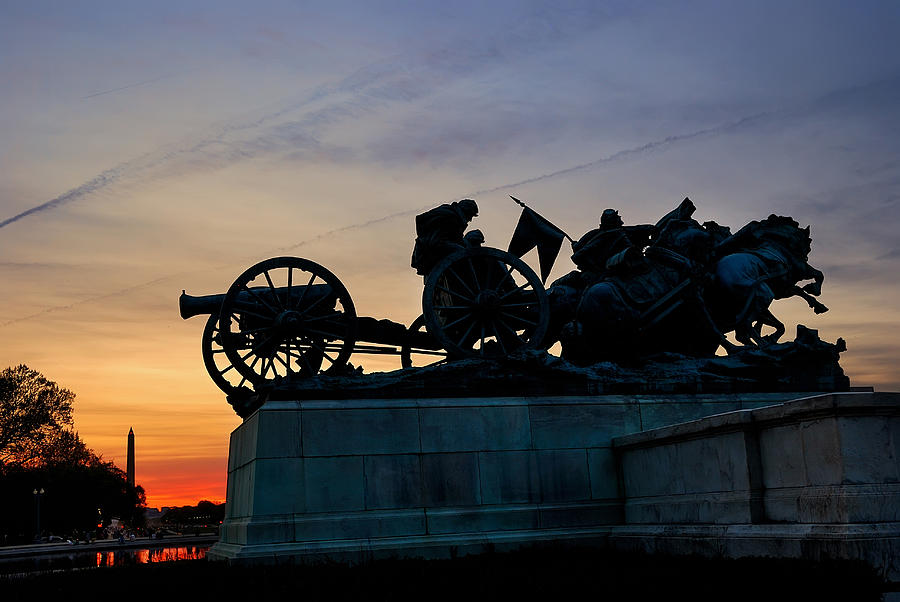 Civil War Memorial statue silhouette in Washington DC. Photograph by Songquan Deng