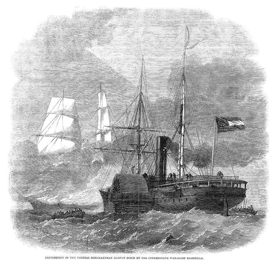 Civil War Naval Battle, 1861 Painting by Granger Civil War Naval Battle, 1861 Painting by Granger