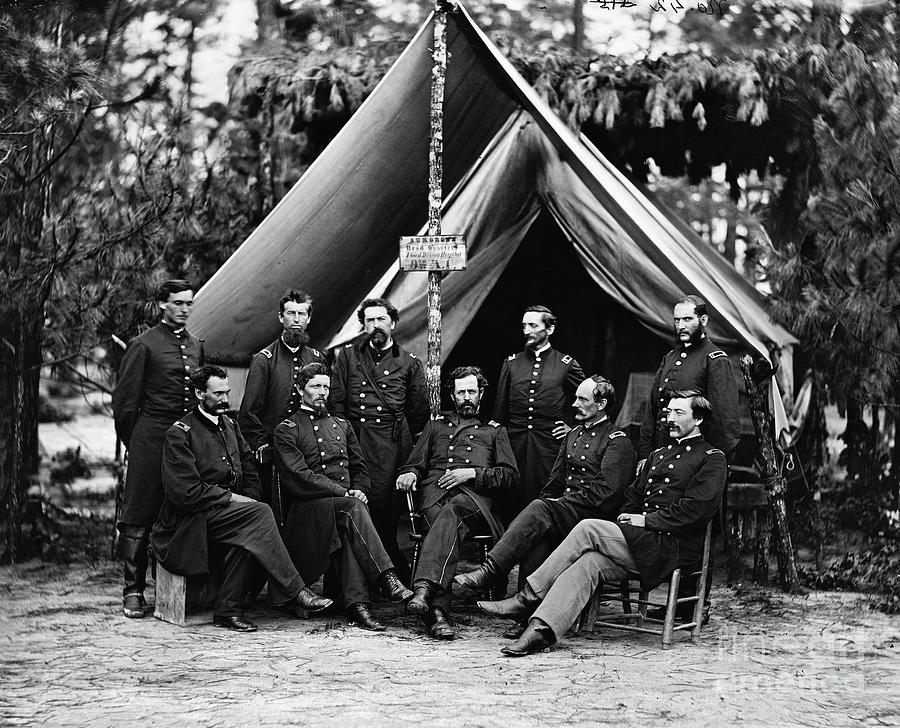 CIVIL WAR UNION SOLDIERS CAMP PHOTO PHOTOGRAPH ART POSTER PRINT ON REAL CANVAS