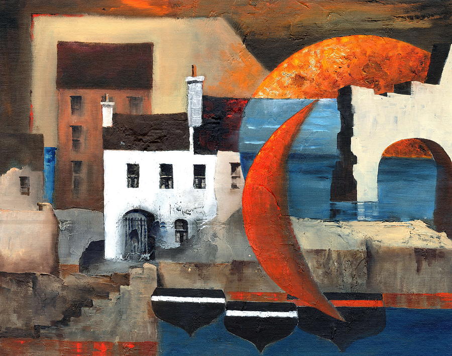 Cladagh Harbour Painting by Val Byrne