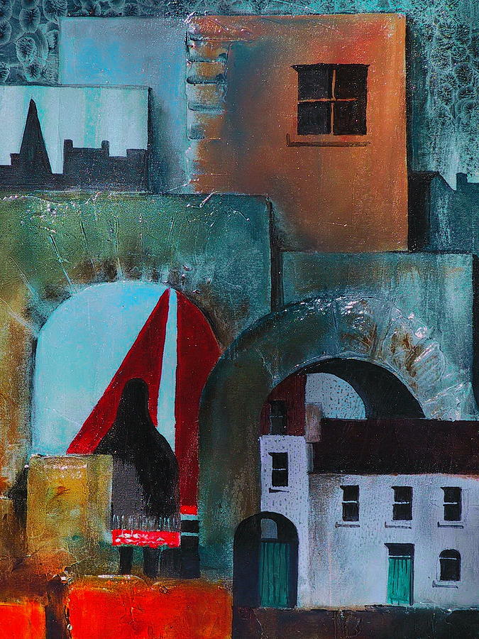Abstract Painting - Cladagh Spanish Arches Galway by Val Byrne
