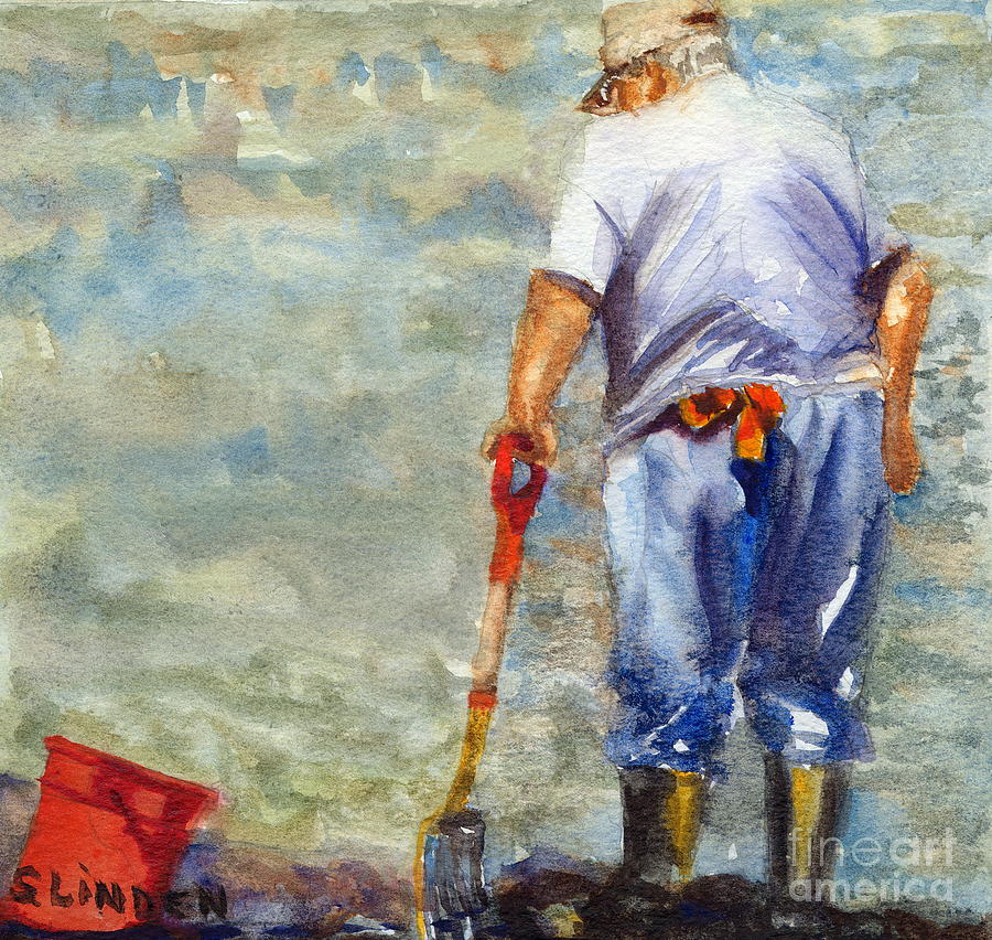 Clamdigger Painting by Sandy Linden