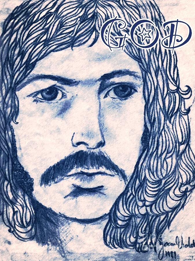 Clapton 1970s Rock God Drawing by Joan-Violet Stretch