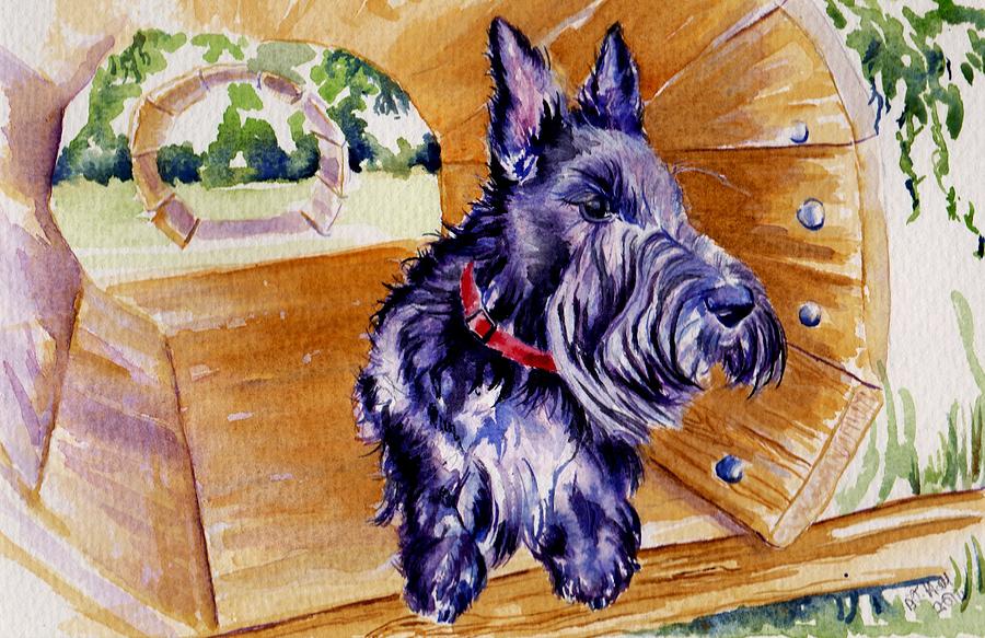 Clarence in the playground - Scotty Dog Painting by Debra Hall