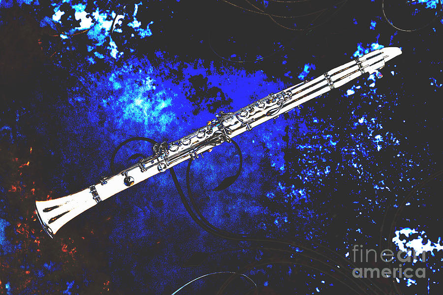 Clarinet Music Instrument Over Grunge in Color Blue 3260.03 Photograph by M K Miller