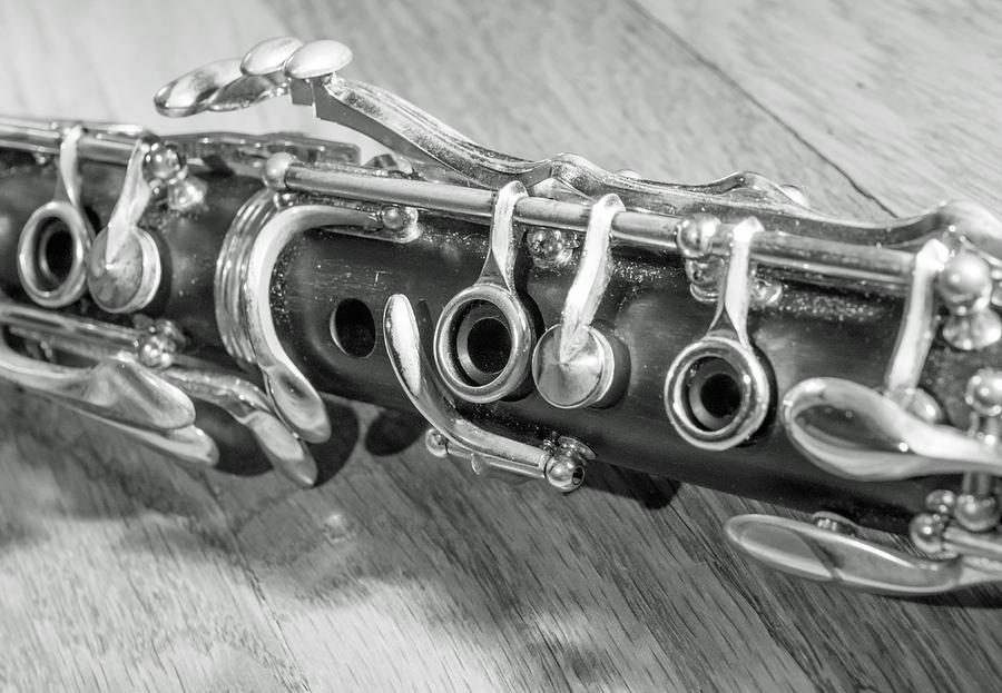 Clarinet on Wood Black and White Photograph by Photographic Arts And Design Studio
