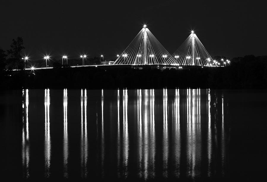 Clark Bridge in black and white Photograph by Scott Rackers