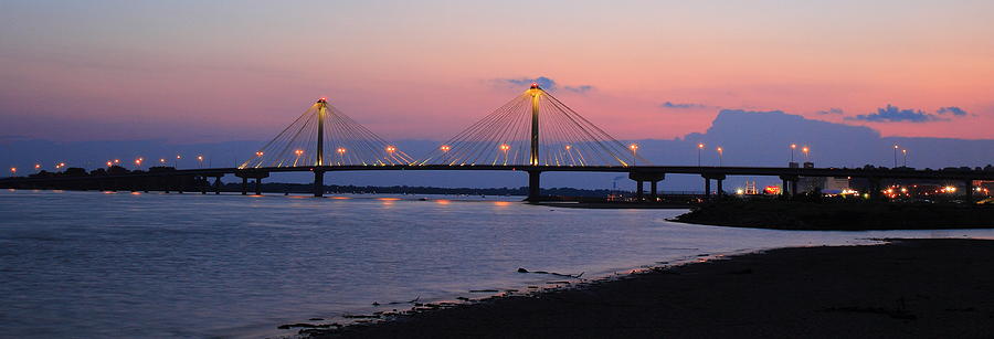 Clark Bridge Twilight Panorama Photograph by Scott Rackers